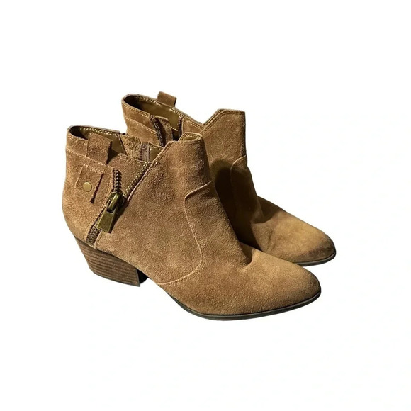 Crown Vintage Ankle Boots Womens Size 8.5 Brown Suede Leather Booties - Picture 1 of 5